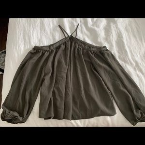 Olive green off the shoulder long sleeve